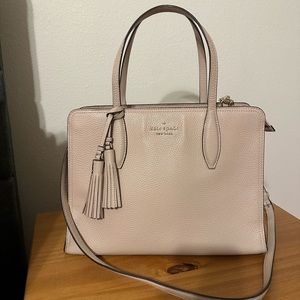 New Kate Spade Rowe Medium Top Zip Satchel in Pebble Leather Peach Puff.
